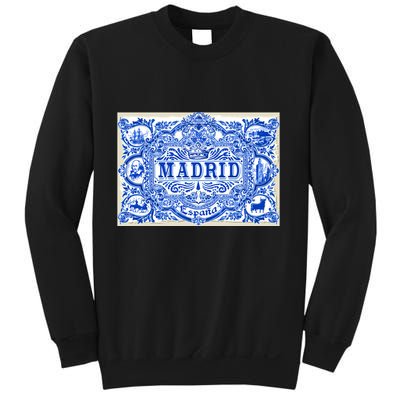 Azulejo Decoration Madrid Blue Vintage Azulejos Tiles Sweatshirt