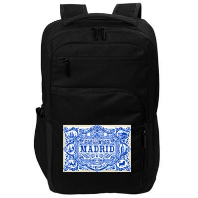 Azulejo Decoration Madrid Blue Vintage Azulejos Tiles Impact Tech Backpack