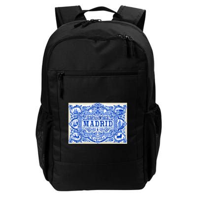 Azulejo Decoration Madrid Blue Vintage Azulejos Tiles Backpack