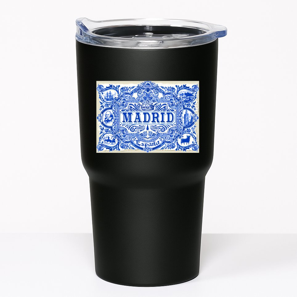 Azulejo Decoration Madrid Blue Vintage Azulejos Tiles Tumbler