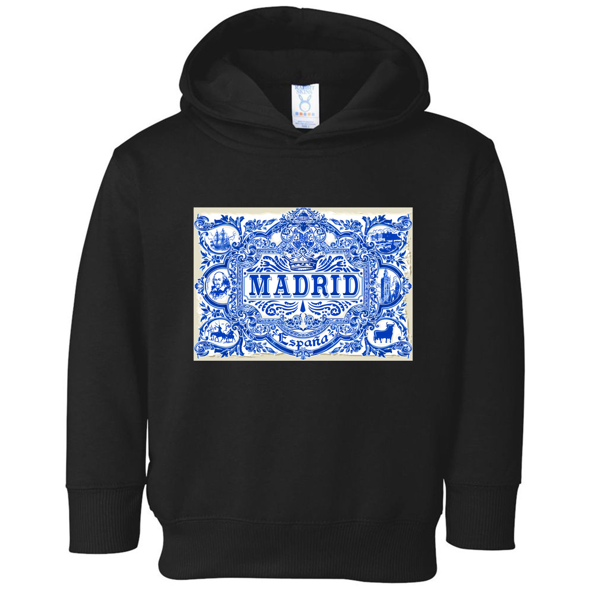 Azulejo Decoration Madrid Blue Vintage Azulejos Tiles Toddler Hoodie