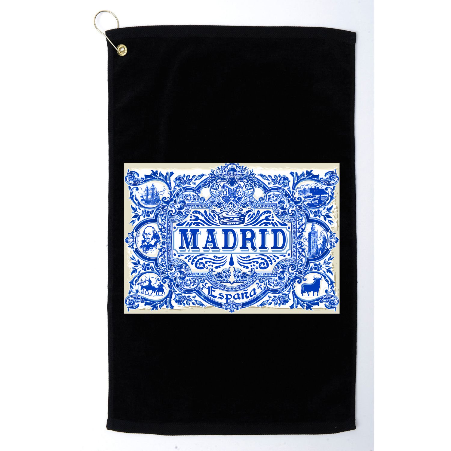 Azulejo Decoration Madrid Blue Vintage Azulejos Tiles Golf Towel