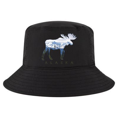 Alaska Day Moose Snowy Mountain Alaskan Tourist Cool Comfort Performance Bucket Hat