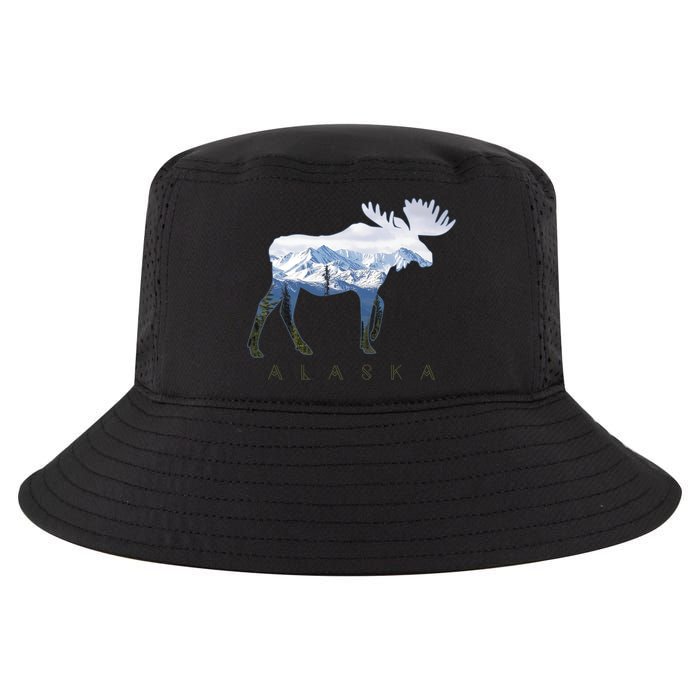 Alaska Day Moose Snowy Mountain Alaskan Tourist Cool Comfort Performance Bucket Hat