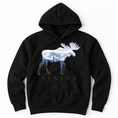 Alaska Day Moose Snowy Mountain Alaskan Tourist Hoodie