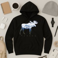 Alaska Day Moose Snowy Mountain Alaskan Tourist Hoodie