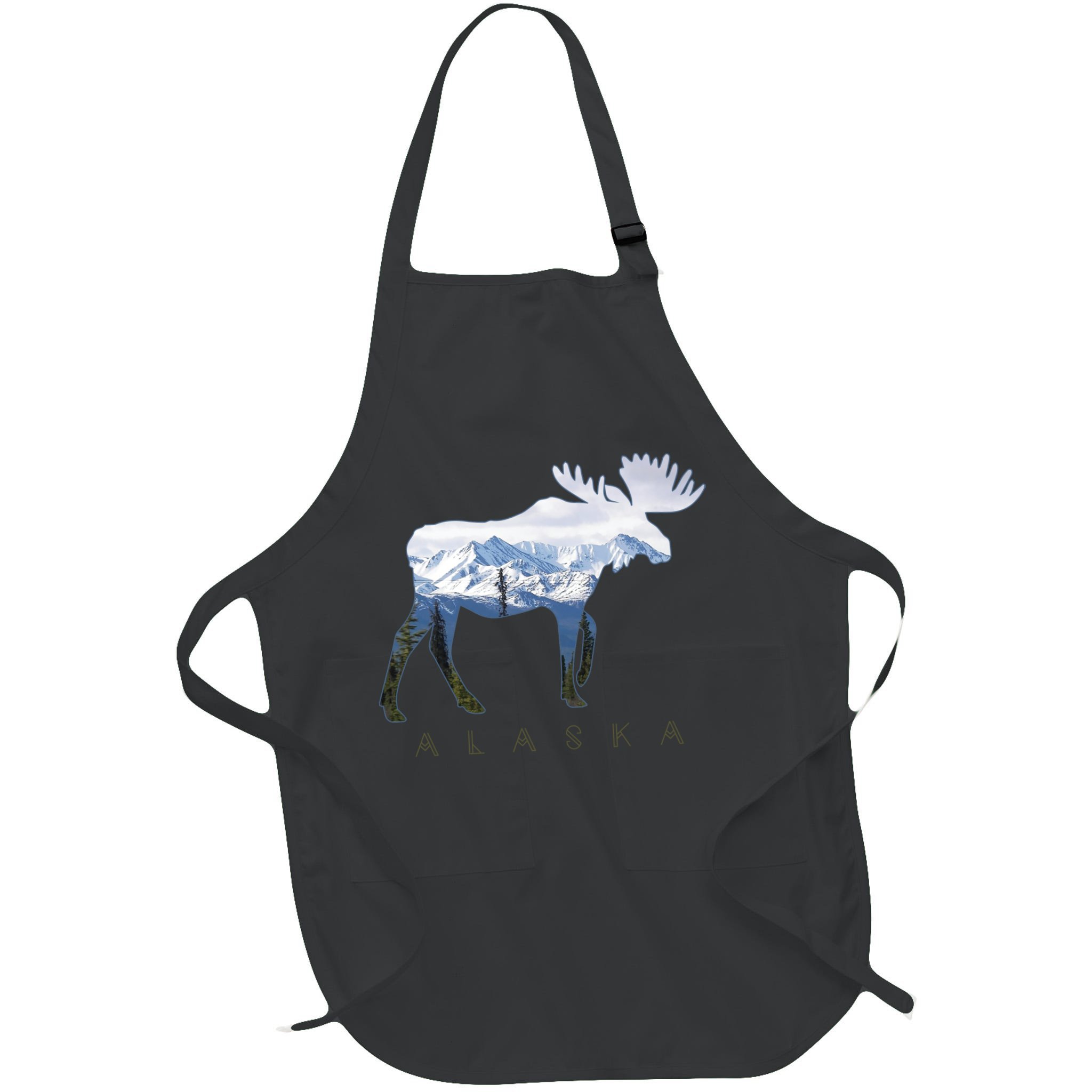 Alaska Day Moose Snowy Mountain Alaskan Tourist Apron