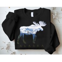Alaska Day Moose Snowy Mountain Alaskan Tourist Sweatshirt