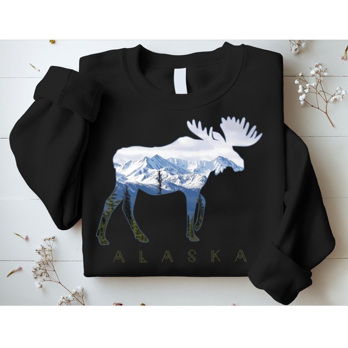 Alaska Day Moose Snowy Mountain Alaskan Tourist Sweatshirt
