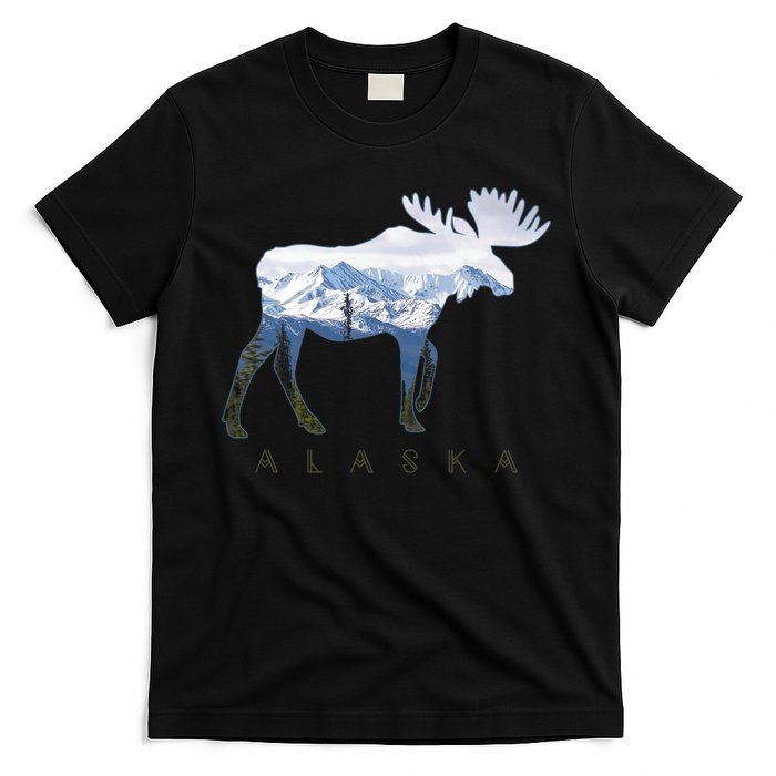 Alaska Day Moose Snowy Mountain Alaskan Tourist T-Shirt
