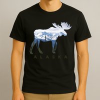 Alaska Day Moose Snowy Mountain Alaskan Tourist T-Shirt
