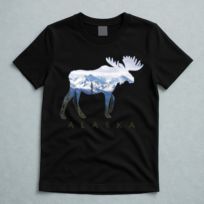 Alaska Day Moose Snowy Mountain Alaskan Tourist T-Shirt