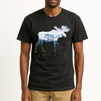 Alaska Day Moose Snowy Mountain Alaskan Tourist Tall T-Shirt