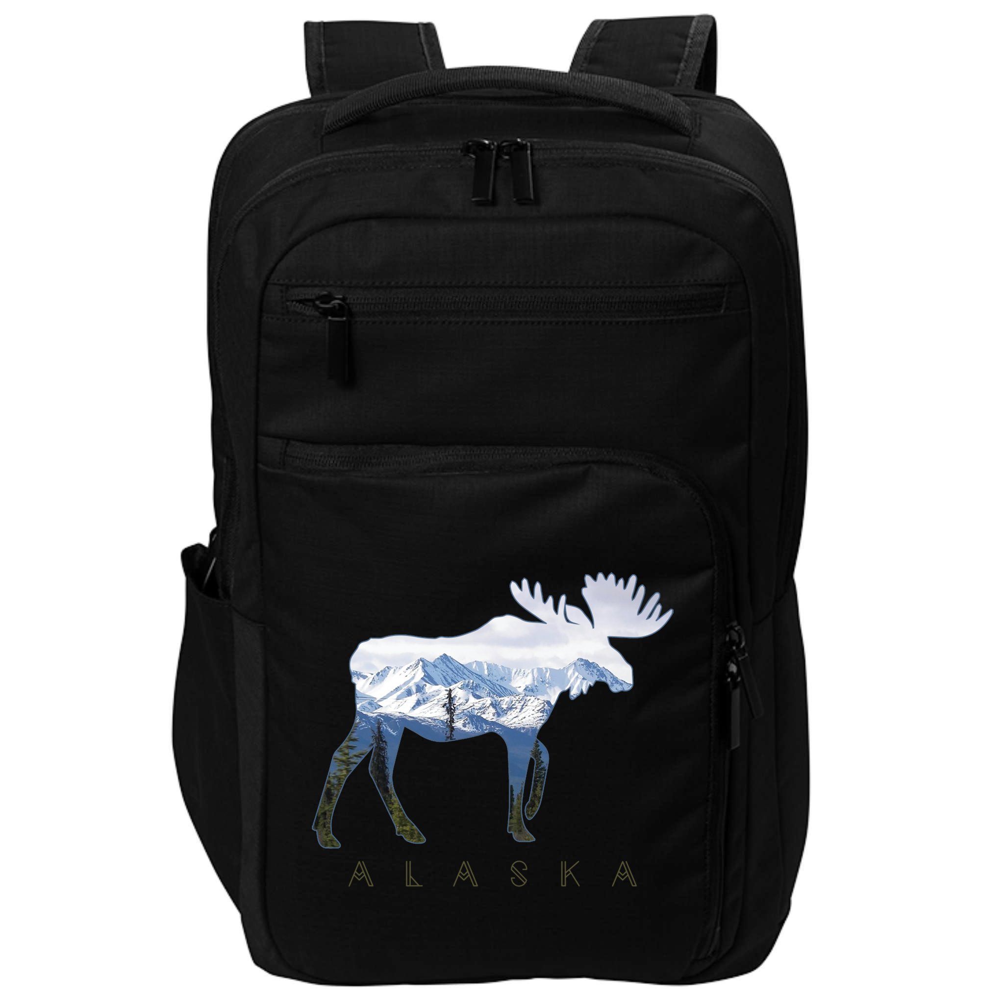 Alaska Day Moose Snowy Mountain Alaskan Tourist Impact Tech Backpack
