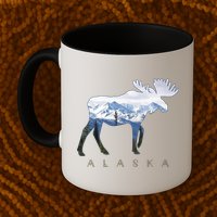 Alaska Day Moose Snowy Mountain Alaskan Tourist Mug