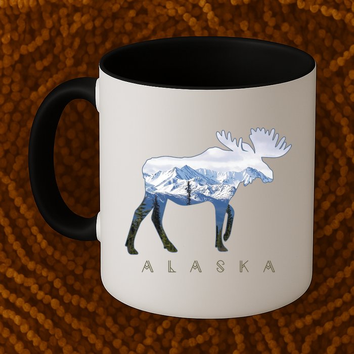 Alaska Day Moose Snowy Mountain Alaskan Tourist Mug