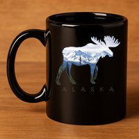 Alaska Day Moose Snowy Mountain Alaskan Tourist 11oz C Handle Ceramic Mug