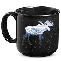 Alaska Day Moose Snowy Mountain Alaskan Tourist 15oz Campfire Ceramic Mug