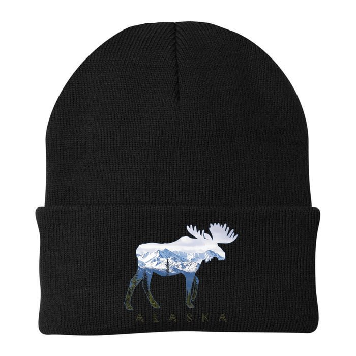 Alaska Day Moose Snowy Mountain Alaskan Tourist Beanie