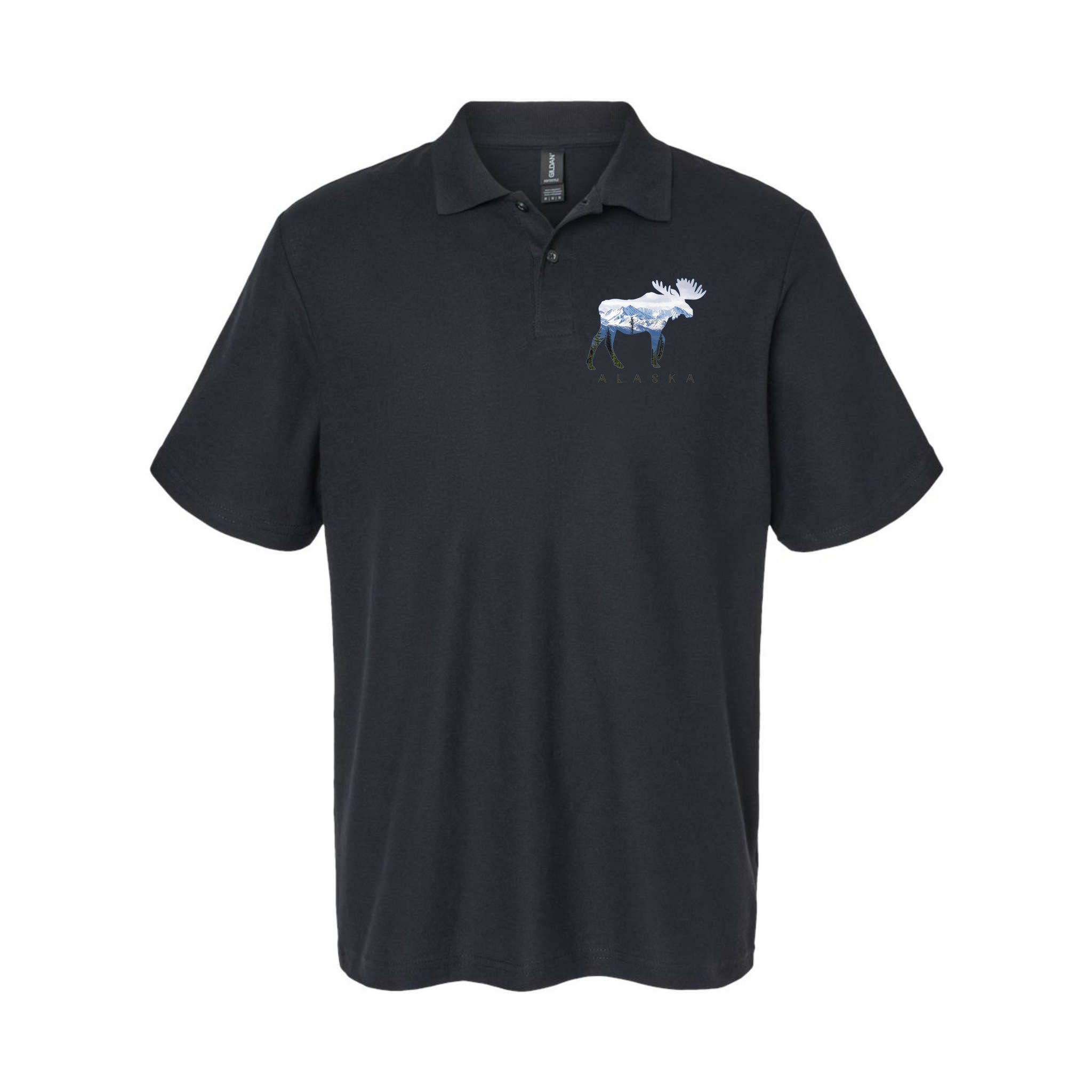 Alaska Day Moose Snowy Mountain Alaskan Tourist Polo