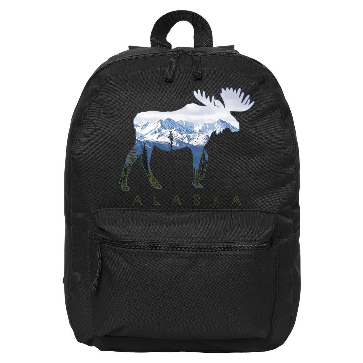 Alaska Day Moose Snowy Mountain Alaskan Tourist 16 in Basic Backpack
