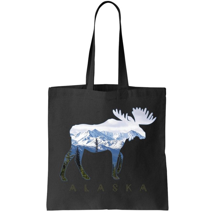 Alaska Day Moose Snowy Mountain Alaskan Tourist Bag