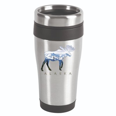 Alaska Day Moose Snowy Mountain Alaskan Tourist 16oz Travel Tumbler