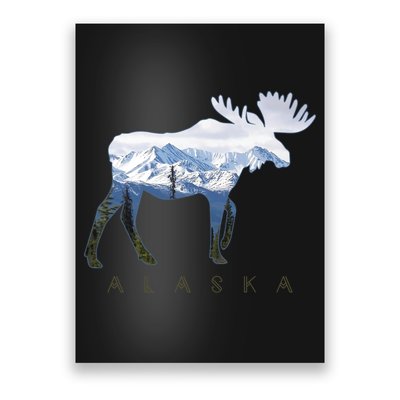 Alaska Day Moose Snowy Mountain Alaskan Tourist Poster