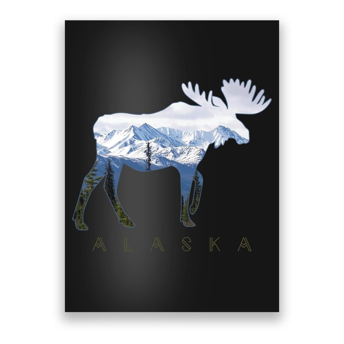 Alaska Day Moose Snowy Mountain Alaskan Tourist Poster