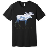 Alaska Day Moose Snowy Mountain Alaskan Tourist Premium T-Shirt