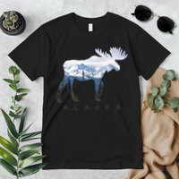 Alaska Day Moose Snowy Mountain Alaskan Tourist Premium T-Shirt