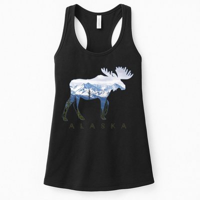 Alaska Day Moose Snowy Mountain Alaskan Tourist Womens Tank Top