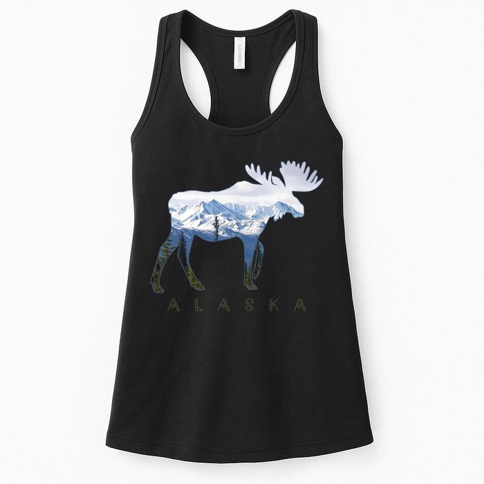 Alaska Day Moose Snowy Mountain Alaskan Tourist Womens Tank Top