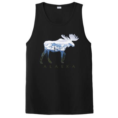 Alaska Day Moose Snowy Mountain Alaskan Tourist PosiCharge Competitor Tank