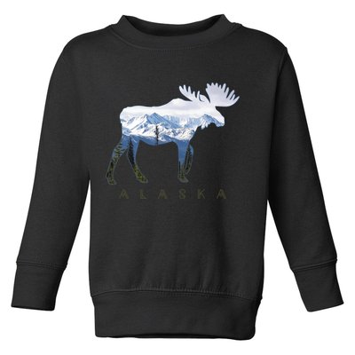 Alaska Day Moose Snowy Mountain Alaskan Tourist Toddler Sweatshirt