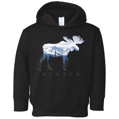 Alaska Day Moose Snowy Mountain Alaskan Tourist Toddler Hoodie