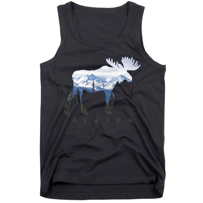 Alaska Day Moose Snowy Mountain Alaskan Tourist Tank Top