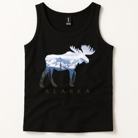 Alaska Day Moose Snowy Mountain Alaskan Tourist Tank Top