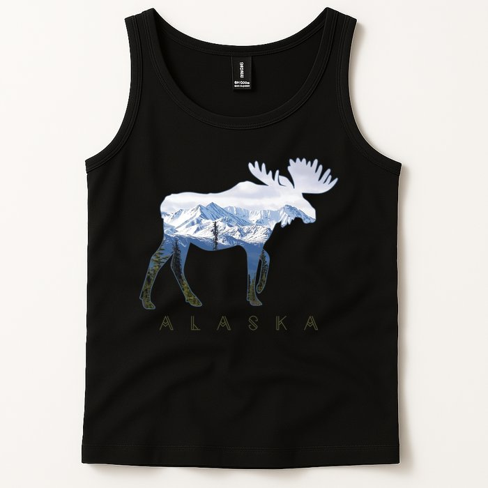 Alaska Day Moose Snowy Mountain Alaskan Tourist Tank Top