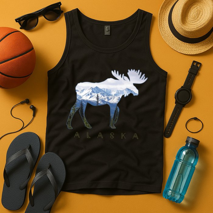Alaska Day Moose Snowy Mountain Alaskan Tourist Tank Top