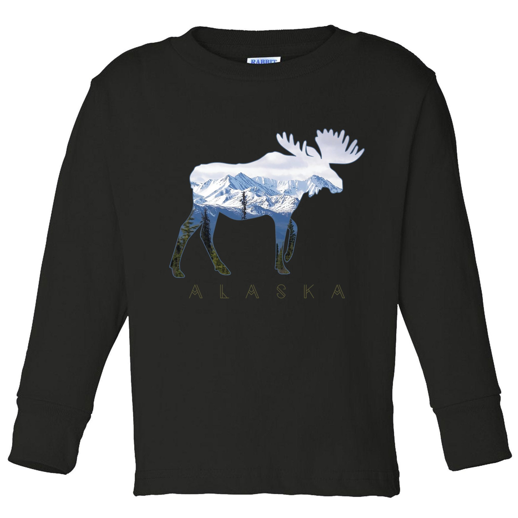 Alaska Day Moose Snowy Mountain Alaskan Tourist Toddler Long Sleeve Shirt