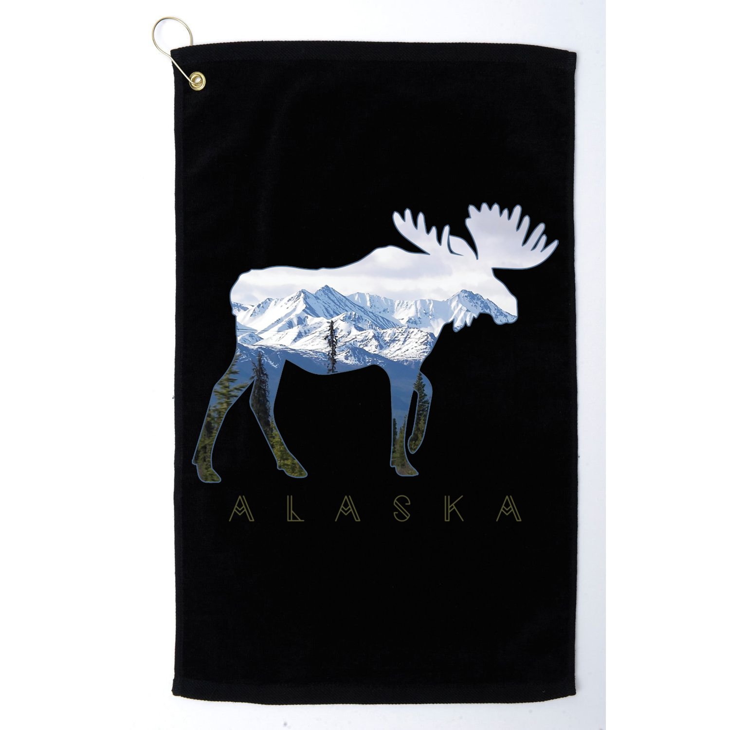 Alaska Day Moose Snowy Mountain Alaskan Tourist Golf Towel