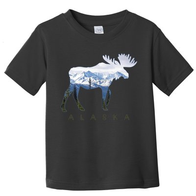 Alaska Day Moose Snowy Mountain Alaskan Tourist Toddler T-Shirt