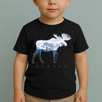 Alaska Day Moose Snowy Mountain Alaskan Tourist Toddler T-Shirt