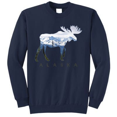 Alaska Day Moose Snowy Mountain Alaskan Tourist Tall Sweatshirt