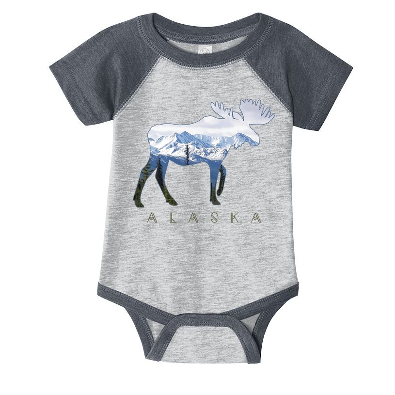 Alaska Day Moose Snowy Mountain Alaskan Tourist Infant Baby Jersey Bodysuit