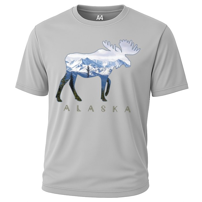 Alaska Day Moose Snowy Mountain Alaskan Tourist Performance Shirt