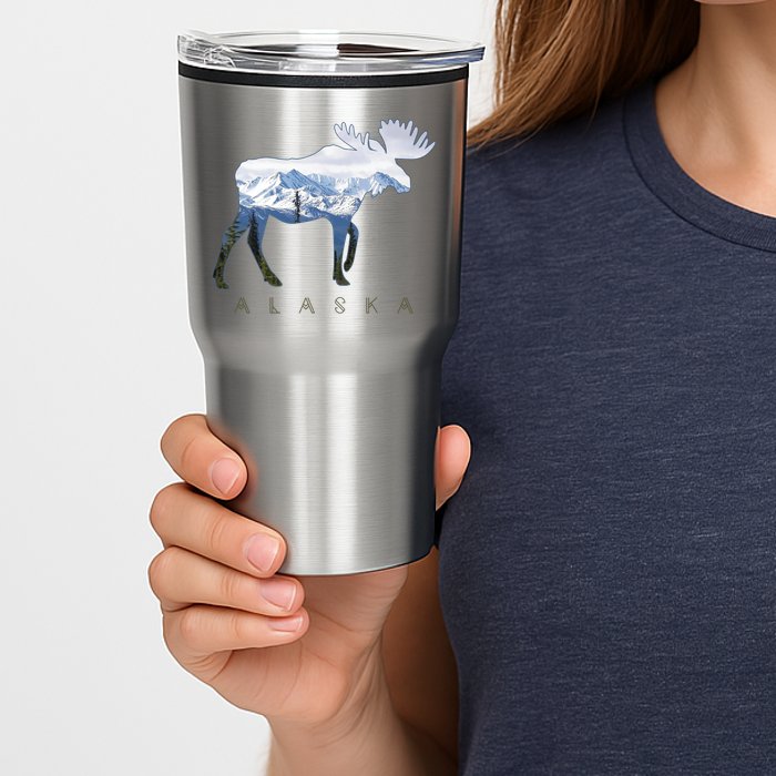 Alaska Day Moose Snowy Mountain Alaskan Tourist Tumbler