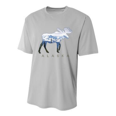 Alaska Day Moose Snowy Mountain Alaskan Tourist Youth Performance Sprint T-Shirt