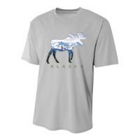 Alaska Day Moose Snowy Mountain Alaskan Tourist Youth Performance Sprint T-Shirt